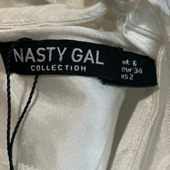 Nasty Gal White Cowl Neck Satin  Maxi Slip Dress - Size 2 - Picture 6 of 9